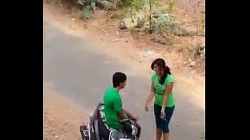 Indian lover hot kiss in road