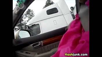 Fat Woman Flashing Breasts During A Drive