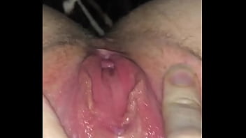 Sexy redhead wife two fingers in juicy pussy