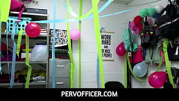 PervOfficer -  Shoplifter Minxx Marley taking the officers man meats one at a time into her mouth and pussy