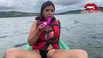 Exhibitionism - Lina Henao masturbates in a kayak on the side while there are tourists nearby - voyeurism for the kinky ones who love to see naughty girls